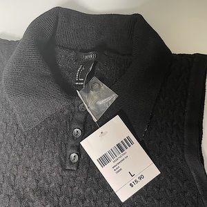 Black, Forever 21, collared sweater/ crop top